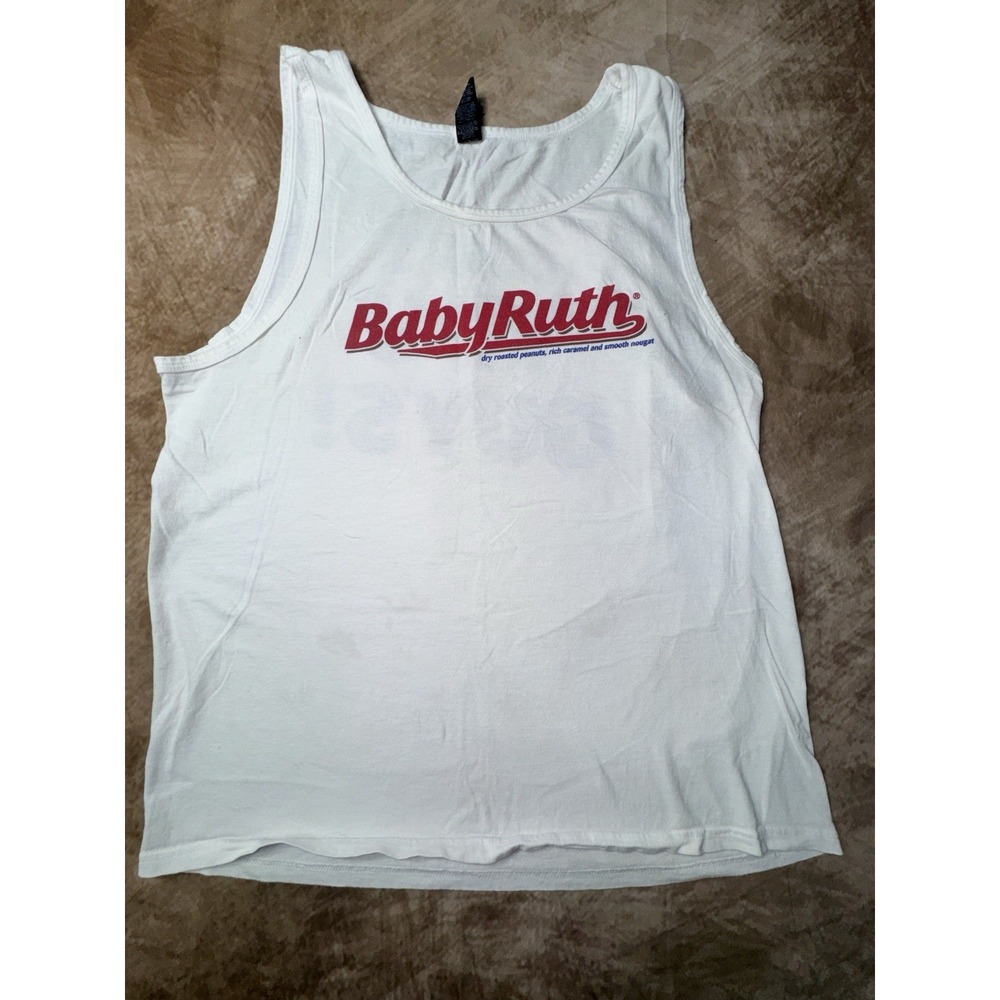Baby Ruth Hey You Guys Retro Tank Top Medium Unisex White Graphic Top